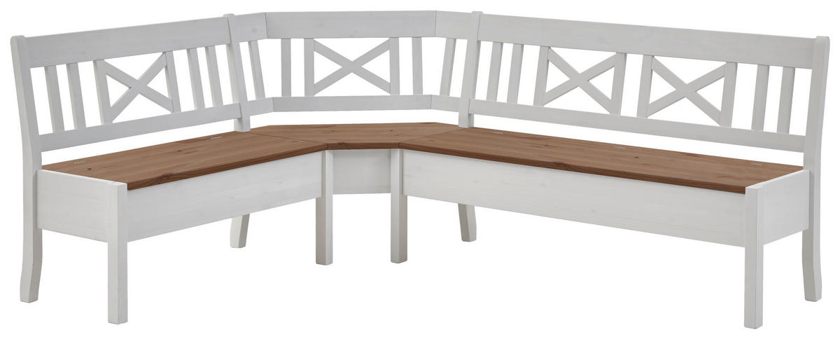 ECKBANK 213/170 cm Weiß, Bernsteinfarben Kiefer massiv   - Bernsteinfarben/Weiß, ROMANTIK / LANDHAUS, Holz (213/170cm) - Boxxx