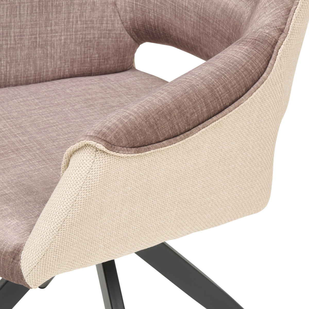 ARMLEHNSTUHL  in Eisen Samt, Webstoff  - Beige/Schwarz, KONVENTIONELL, Textil/Metall (62/86/64cm) - MID.YOU