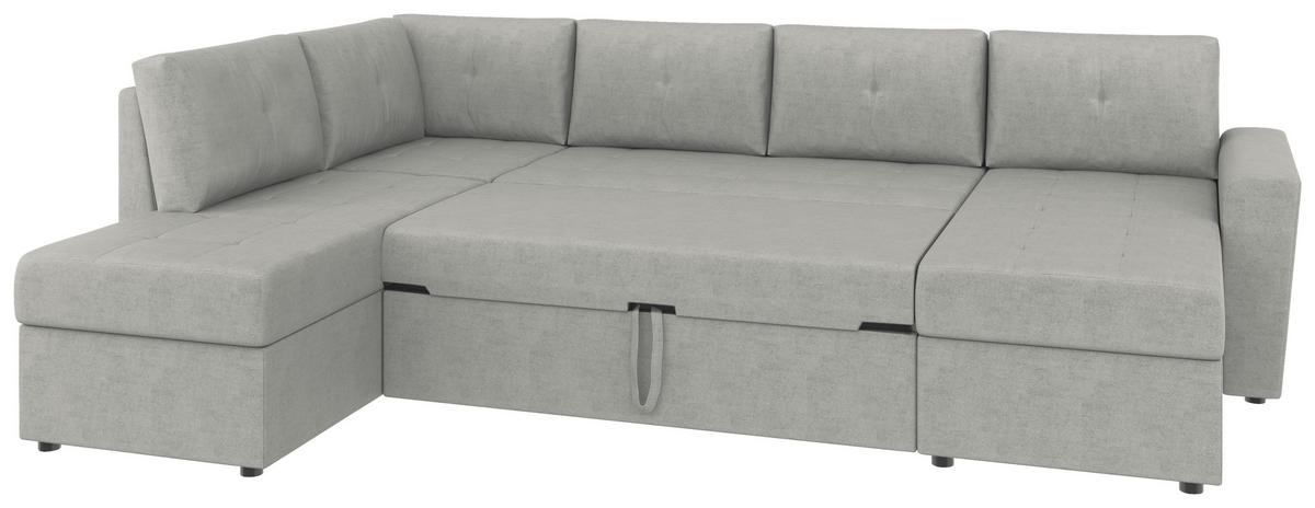 WOHNLANDSCHAFT TERMOLI Hellgrau Jacquard  - Hellgrau/Schwarz, Design, Kunststoff/Textil (212/297/155cm) - MID.YOU