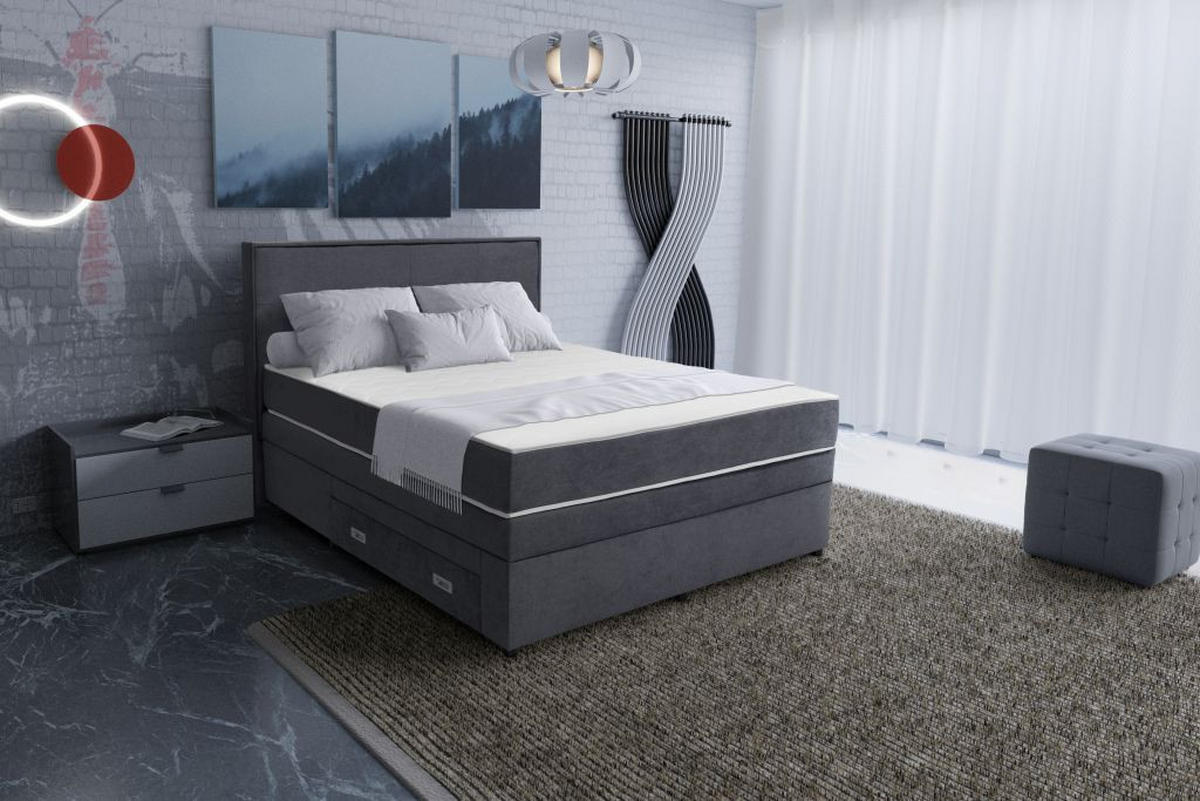 POSTEL BOXSPRING, 120/200 cm, tmavě šedá - černá/tmavě šedá, Moderní, dřevo/kompozitní dřevo (120/200cm) - Hom`in