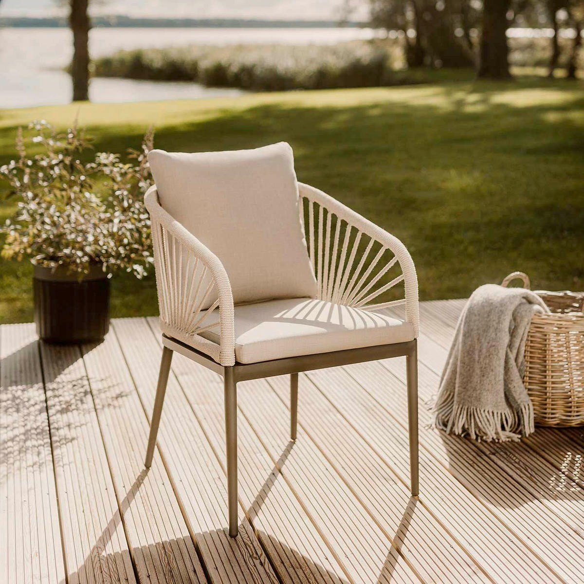 GARTENSESSEL Metall, Textil Anthrazit, Beige  - Anthrazit/Beige, Design, Textil/Metall (56/87/63cm)