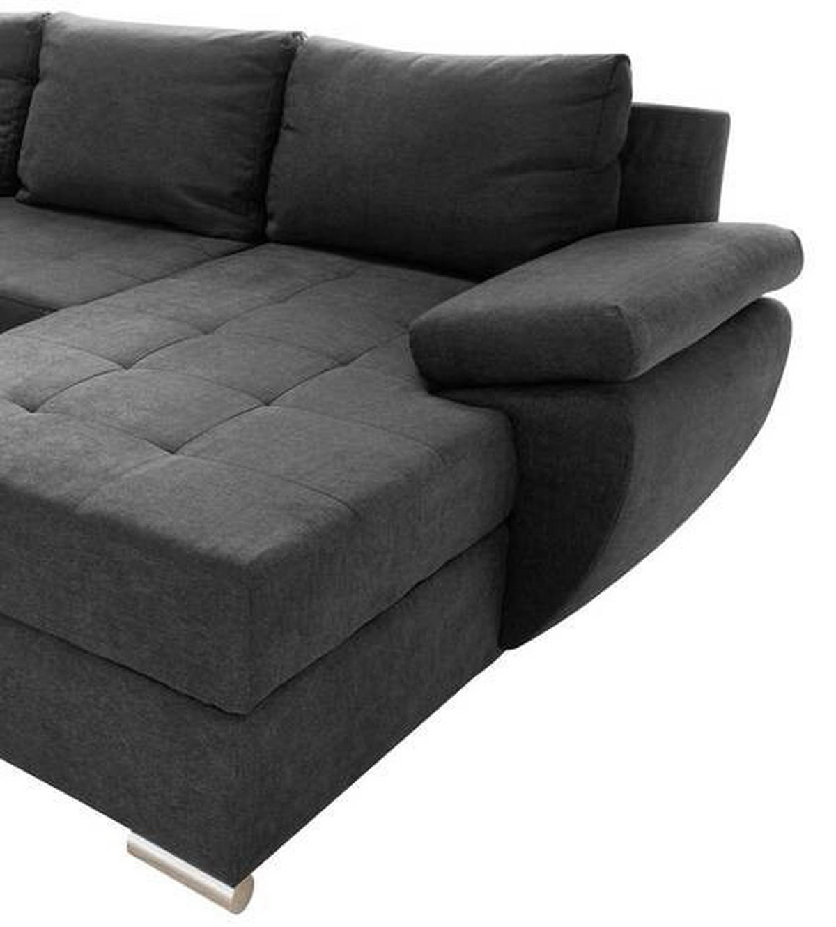 SJEDEĆA GARNITURA tekstil  antracit   - srebrne boje/boje kroma, Konvencionalno, tekstil/metal (219/305/157cm) - Livetastic