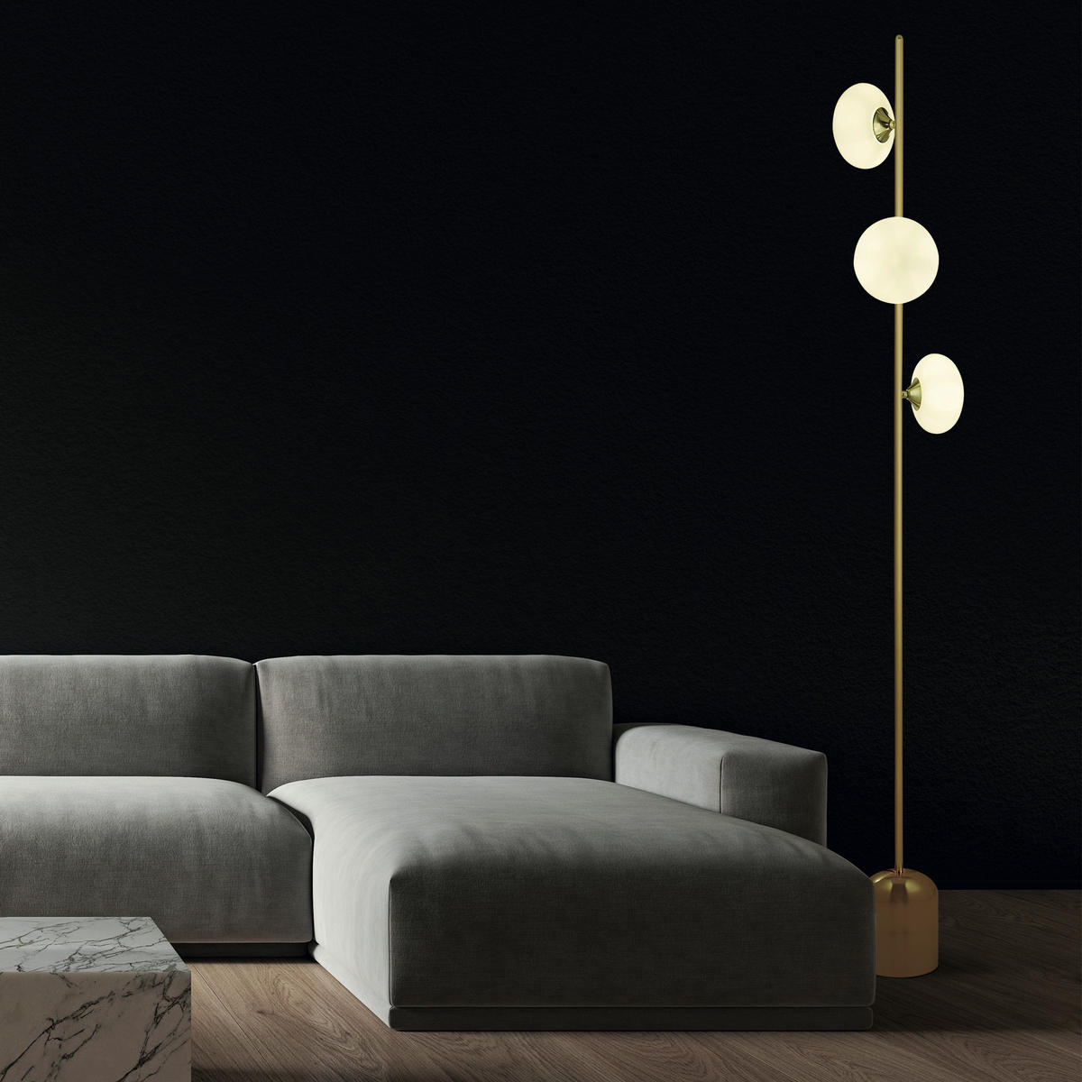 Lampadar  20/170,5/23 cm   - alb/auriu, Basics, sticlă/metal (20/170,5/23cm)