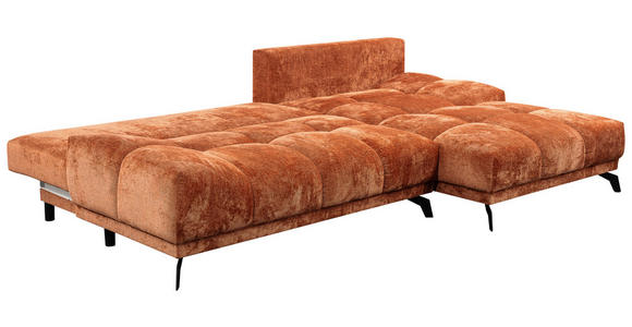 ECKSOFA in Chenille Rostfarben  - Rostfarben/Schwarz, MODERN, Textil/Metall (290/182cm) - Hom`in