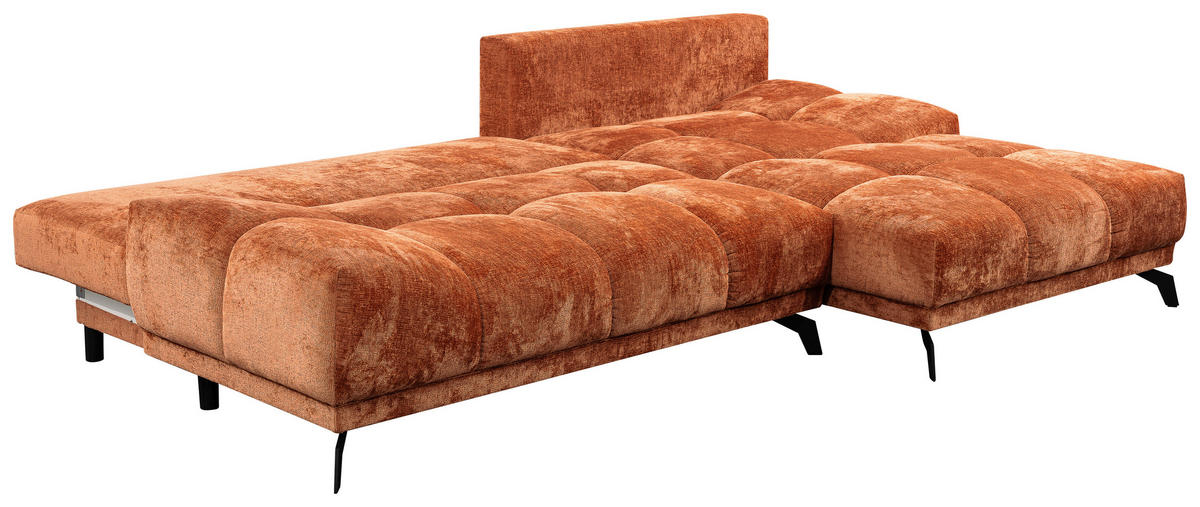 ECKSOFA in Chenille Rostfarben  290/182 cm  - Rostfarben/Schwarz, MODERN, Textil/Metall (290/182cm) - Hom`in