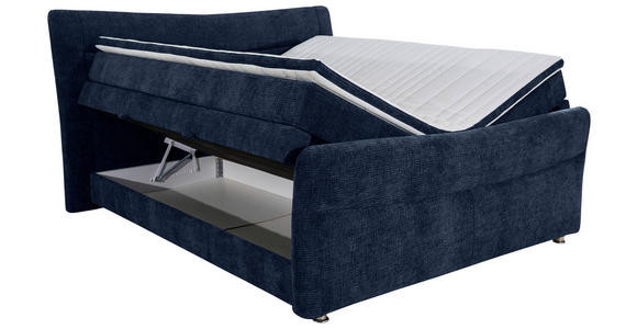 BOXSPRINGBETT 180/200 cm  in Dunkelblau  - Chromfarben/Dunkelblau, KONVENTIONELL, Textil/Metall (180/200cm) - Esposa