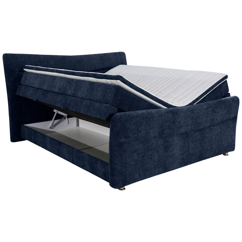 Thumbnail - Esposa Boxspringbett, Dunkelblau, Textil, H2, Höhe ca. 18 cm, 160x200 cm, Bettkasten, Stoffauswahl, Topper durchgehend, ...