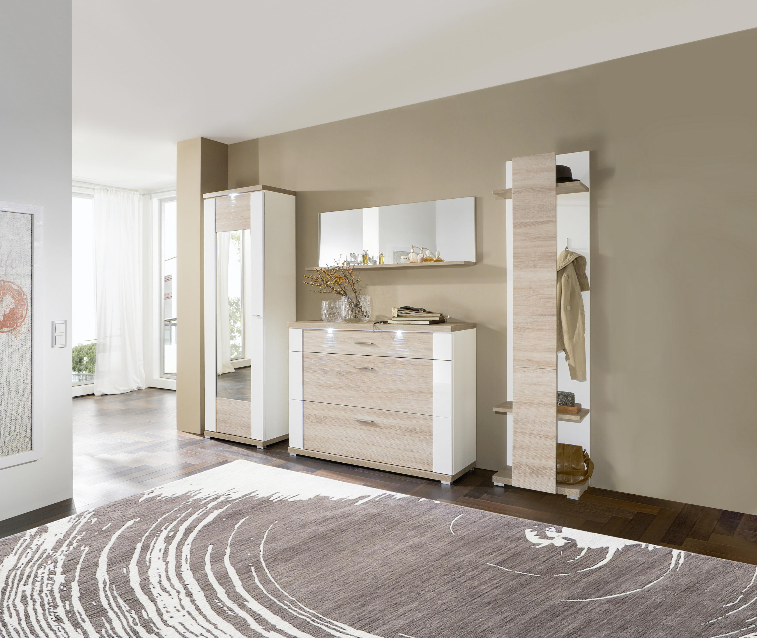 WANDSPIEGEL Eichefarben - Eichefarben, Design, Glas/Holzwerkstoff (129/47/20cm) - Xora