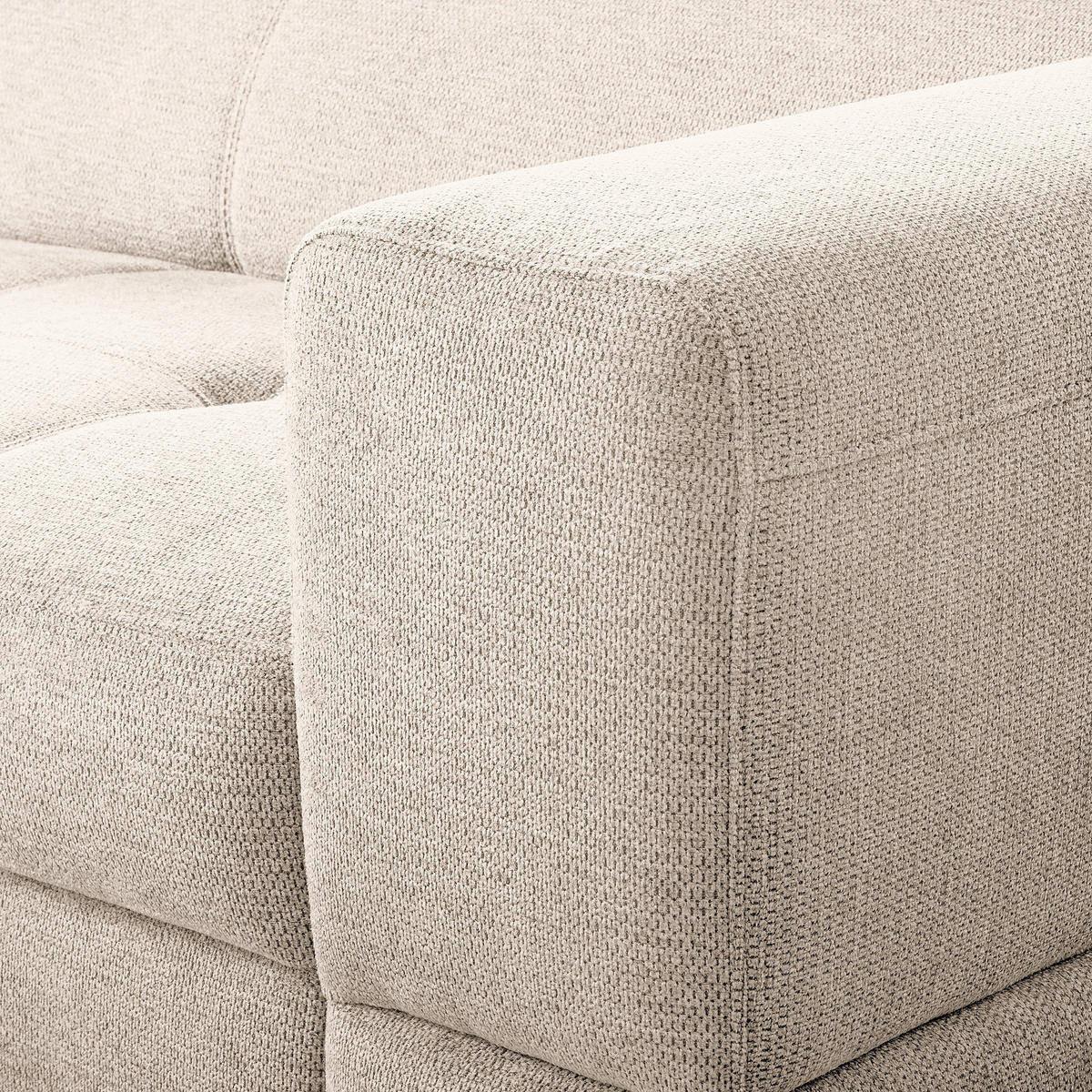 ECKSOFA TORINO Beige Chenille Bettkasten, Kopfteilverstellung  - Beige/Schwarzchrom, Design, Textil/Metall (173/247cm) - Livetastic