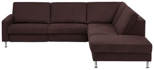 ECKSOFA in Mikrofaser Dunkelbraun  - Dunkelbraun/Alufarben, Design, Textil/Metall (275/242cm) - Dieter Knoll