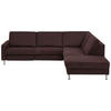 ECKSOFA in Mikrofaser Dunkelbraun  - Dunkelbraun/Alufarben, Design, Textil/Metall (275/242cm) - Dieter Knoll