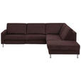 ECKSOFA in Mikrofaser Dunkelbraun  - Dunkelbraun/Alufarben, Design, Textil/Metall (275/242cm) - Dieter Knoll