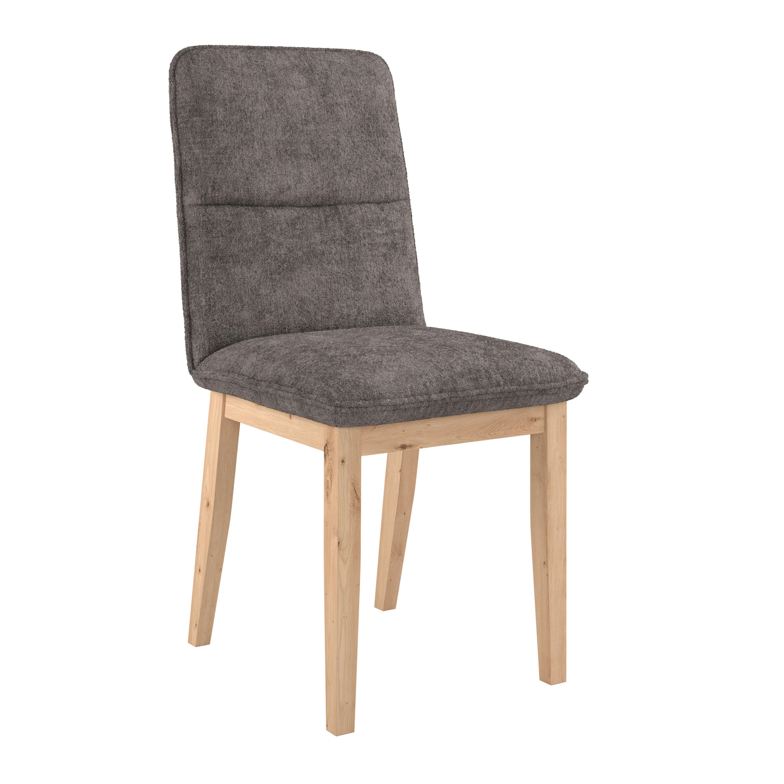 STUHL Webstoff Grau Eiche vollmassiv  - Eichefarben/Grau, KONVENTIONELL, Holz/Textil (47/91/44cm) - James Wood