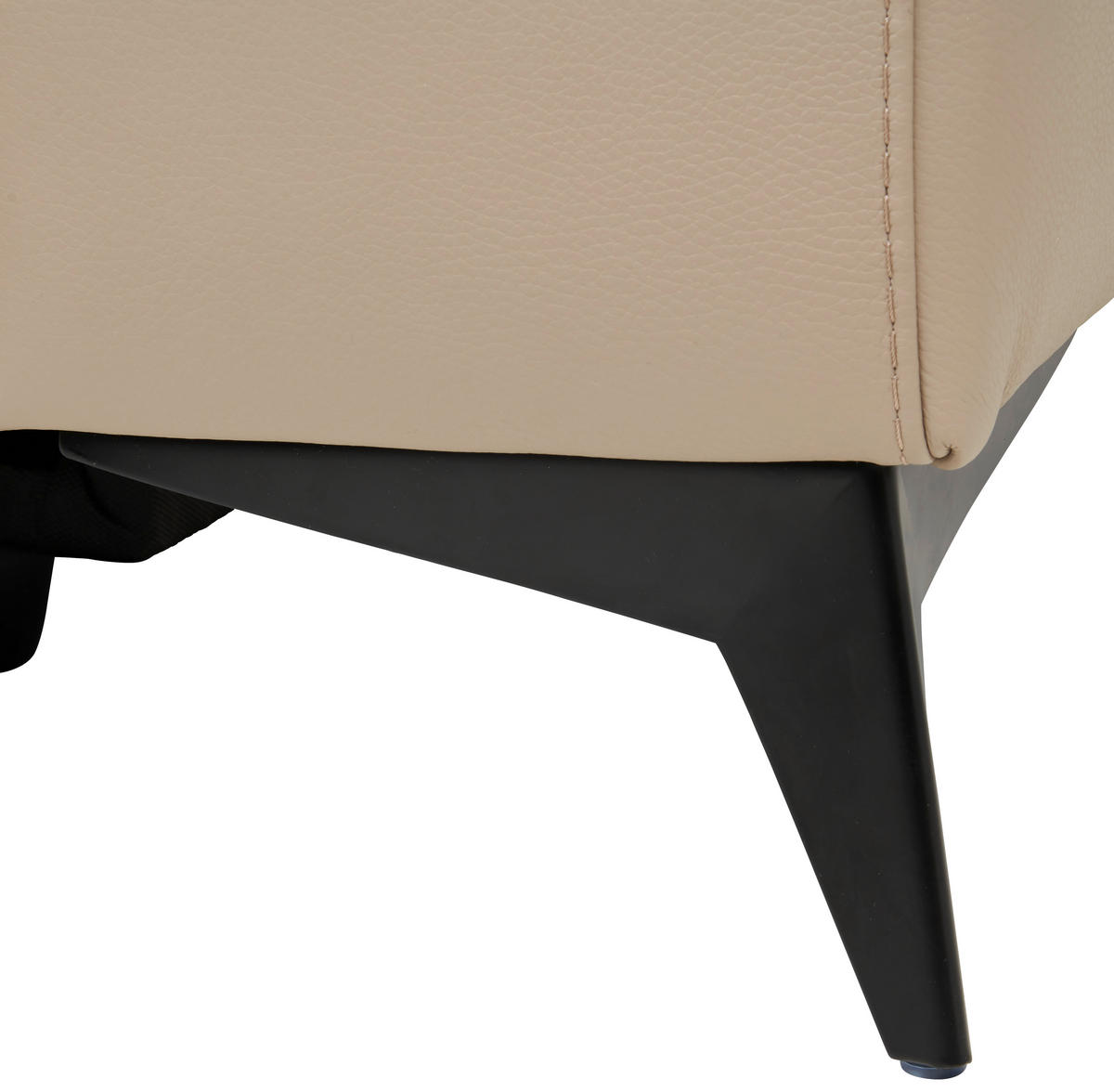 3-SITZER-SOFA Echtleder Beige  - Beige/Schwarz, Design, Leder/Metall (208/105/98cm) - Emilio Belluti