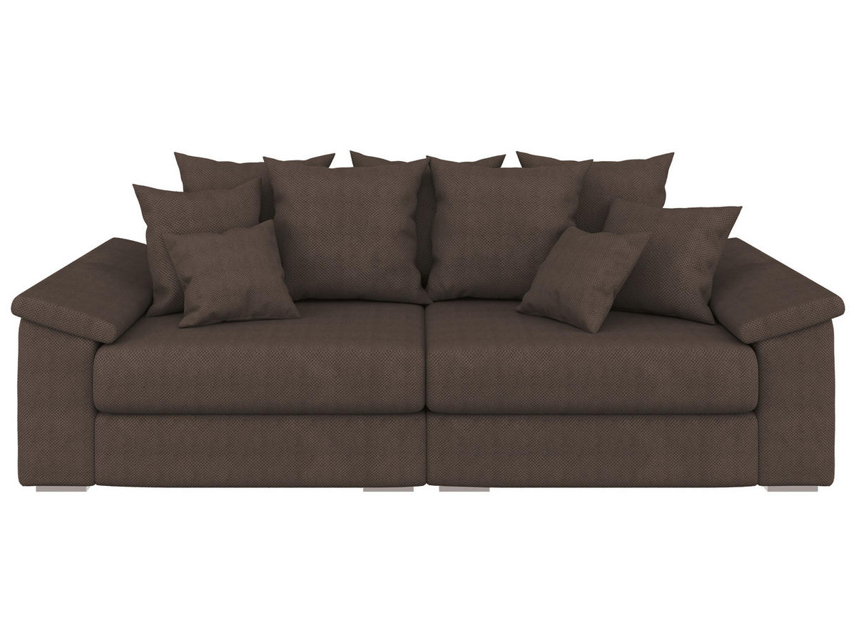 BIGSOFA TERMINI Velours, Webstoff Braun  - Beige/Naturfarben, Design, Holz/Textil (260/98/123cm) - MID.YOU