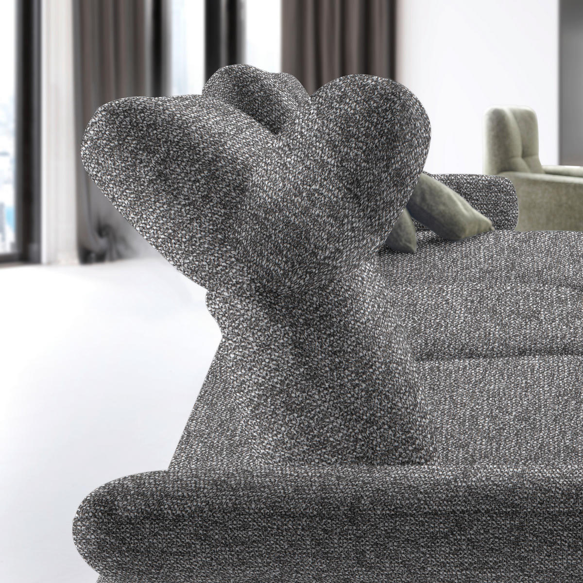 ECKSOFA  in Chenille, Flachgewebe Grau  318/165 cm  - Schwarz/Grau, Design, Textil/Metall (318/165cm) - Xora