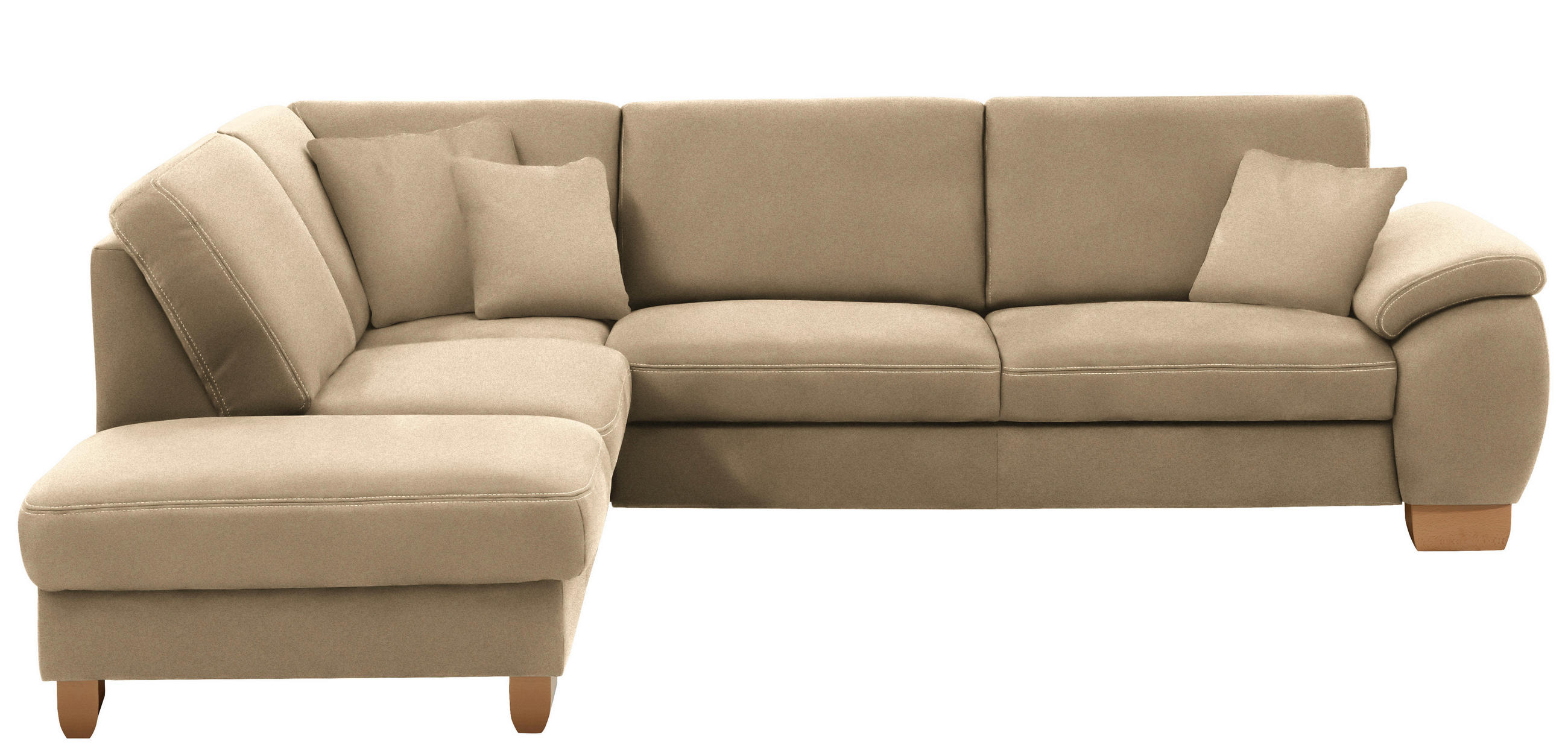 ECKSOFA in Mikrofaser Beige  - Wildeiche/Beige, Konventionell, Holz/Textil (236/286cm) - Voleo