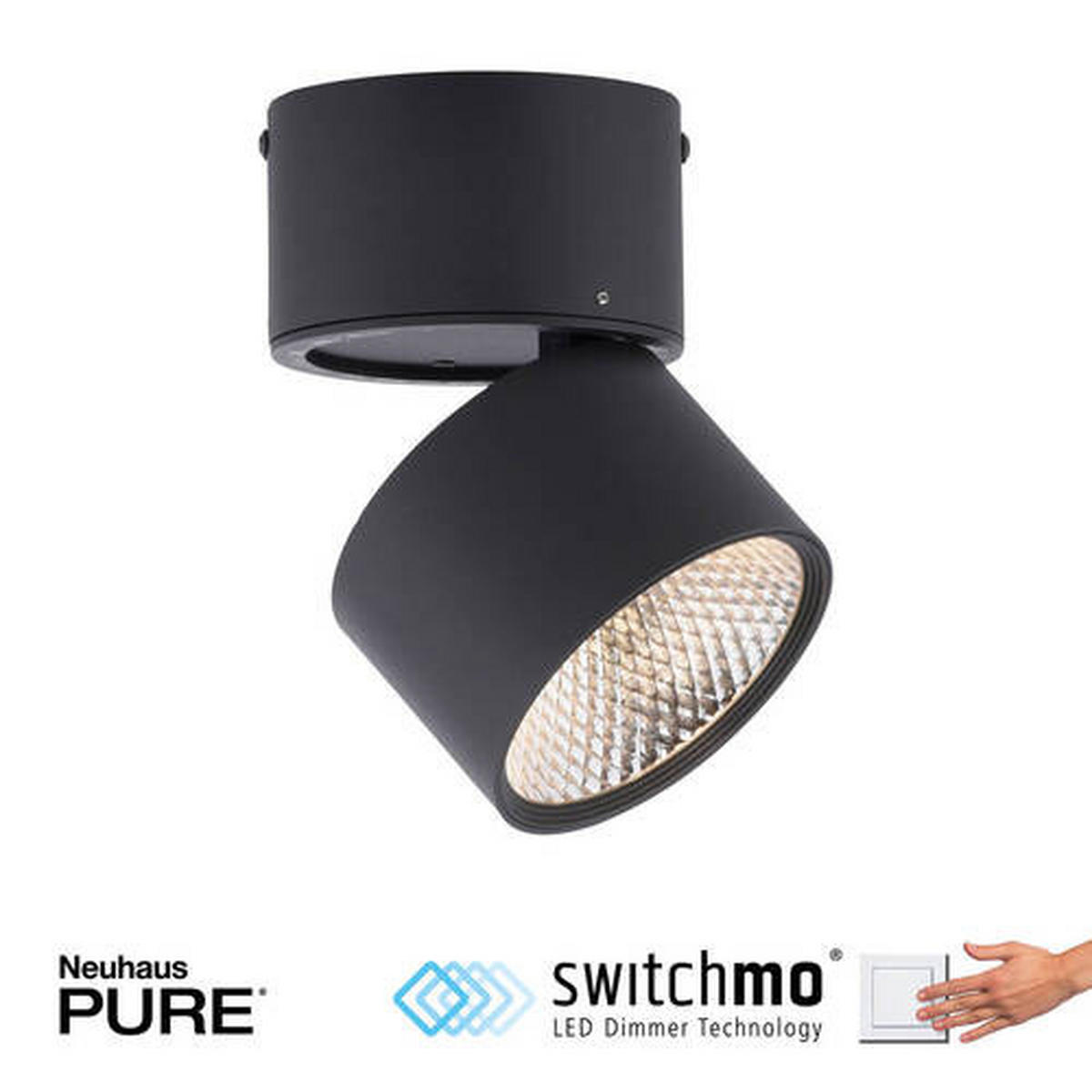 LED-DECKENLEUCHTE 15/15/16 cm   - Schwarz, Basics, Kunststoff/Metall (15/15/16cm) - Neuhaus PURE