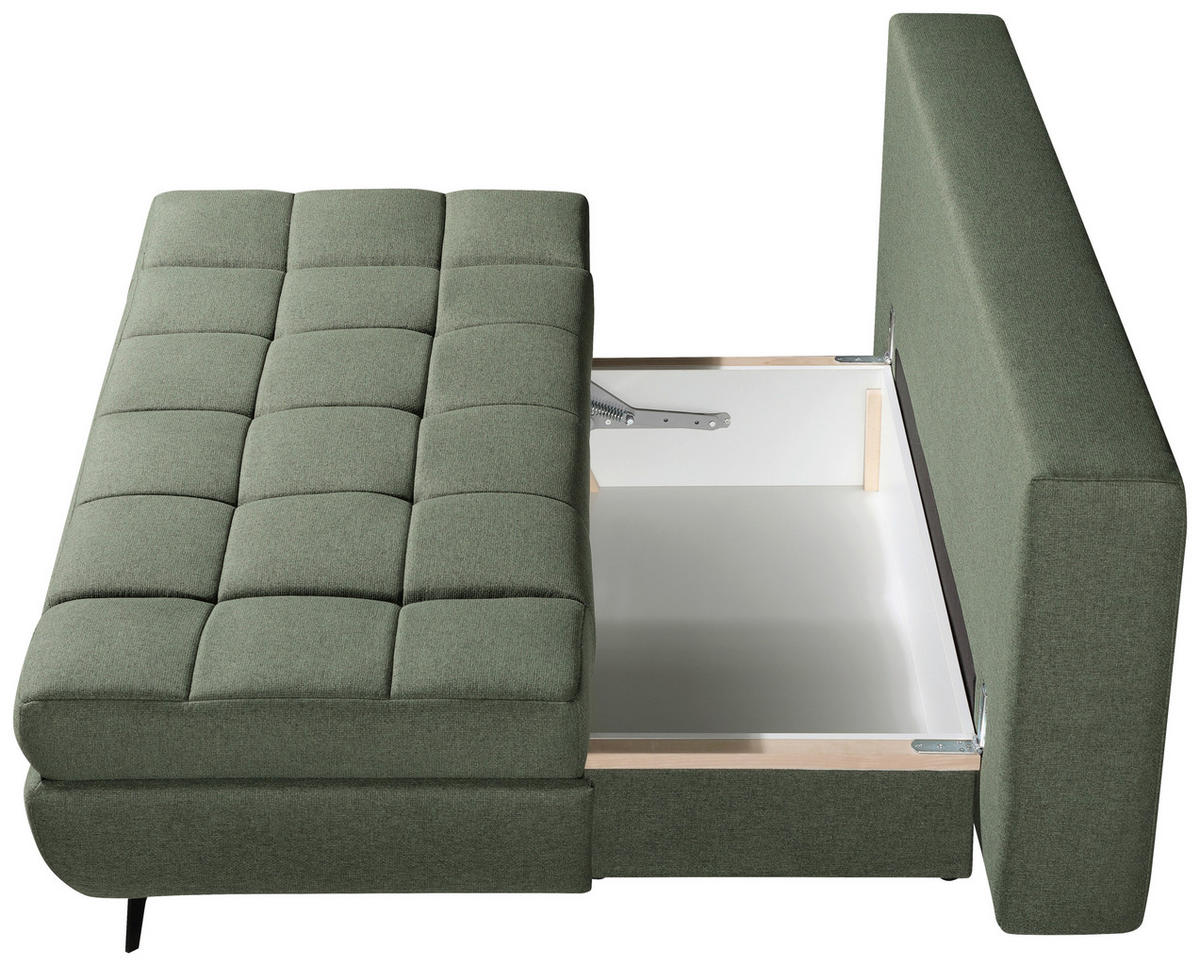 SCHLAFSOFA  mit Flachgewebe Grün  - Schwarz/Grün, Design, Textil/Metall (210/92/107cm) - Novel