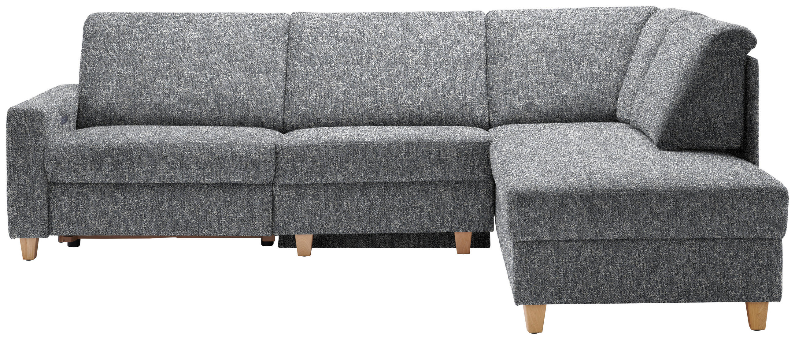 ECKSOFA  in Mikrovelours Grau  261/203 cm  - Eichefarben/Grau, KONVENTIONELL, Holz/Textil (261/203cm) - Sedda