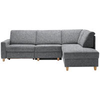 ECKSOFA  in Mikrovelours Grau  261/203 cm  - Eichefarben/Grau, KONVENTIONELL, Holz/Textil (261/203cm) - Sedda