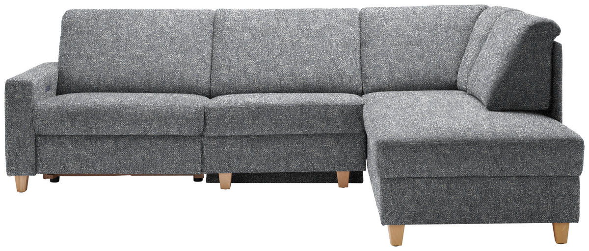 ECKSOFA  in Mikrovelours Grau  261/203 cm  - Eichefarben/Grau, KONVENTIONELL, Holz/Textil (261/203cm) - Sedda