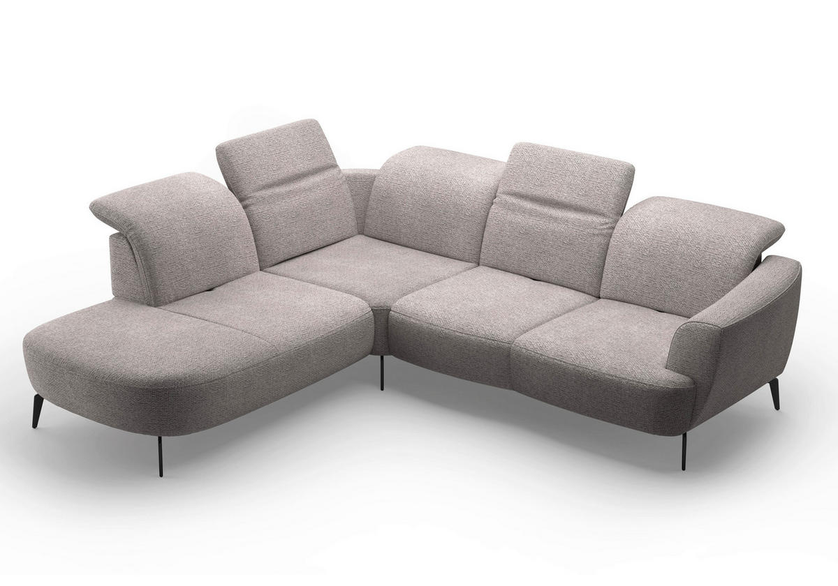ECKSOFA in Chenille Silberfarben  267/300 cm  - Silberfarben/Schwarz, KONVENTIONELL, Textil/Metall (267/300cm) - Sit & More