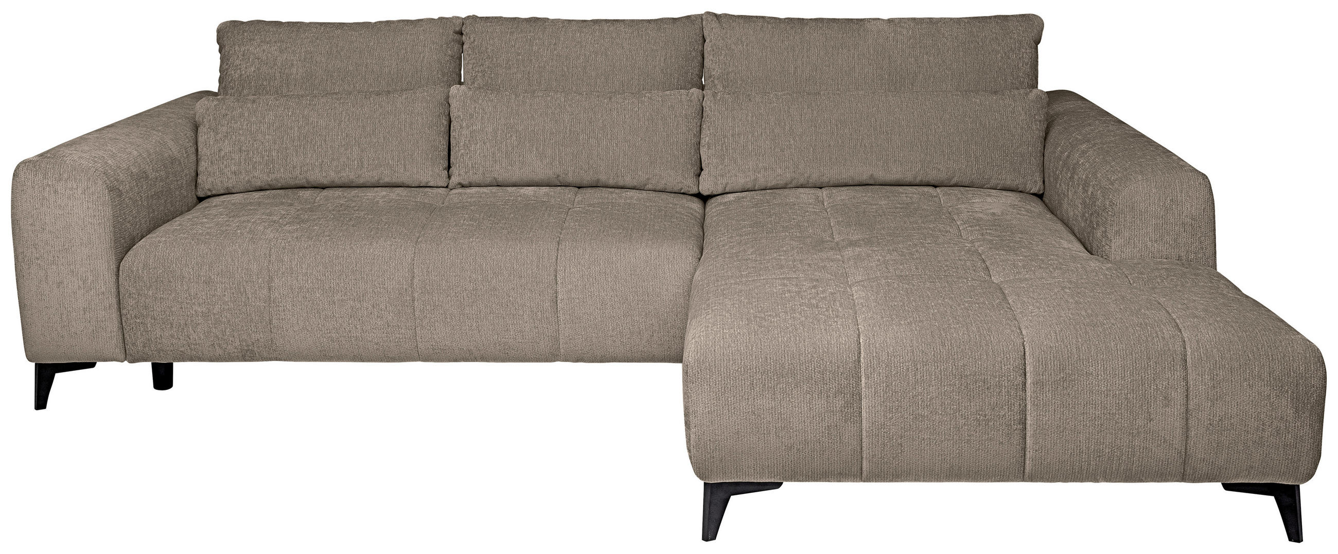 ECKSOFA Taupe Chenille  - Taupe/Schwarz, KONVENTIONELL, Kunststoff/Textil (279/222cm) - Hom`in