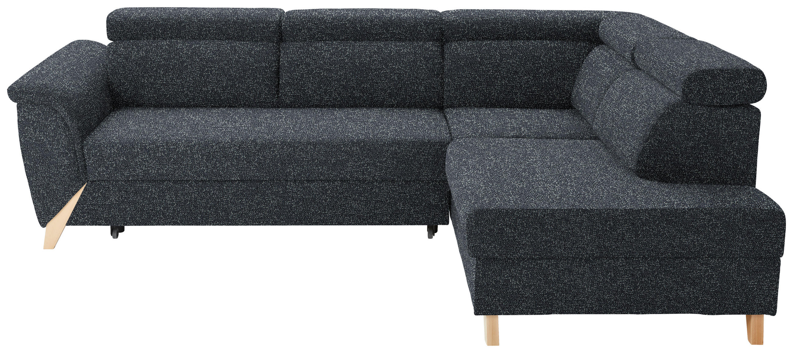 ECKSOFA  in Bouclé Schwarz  265/200 cm  - Schwarz/Naturfarben, KONVENTIONELL, Holz/Textil (265/200cm) - Stylife