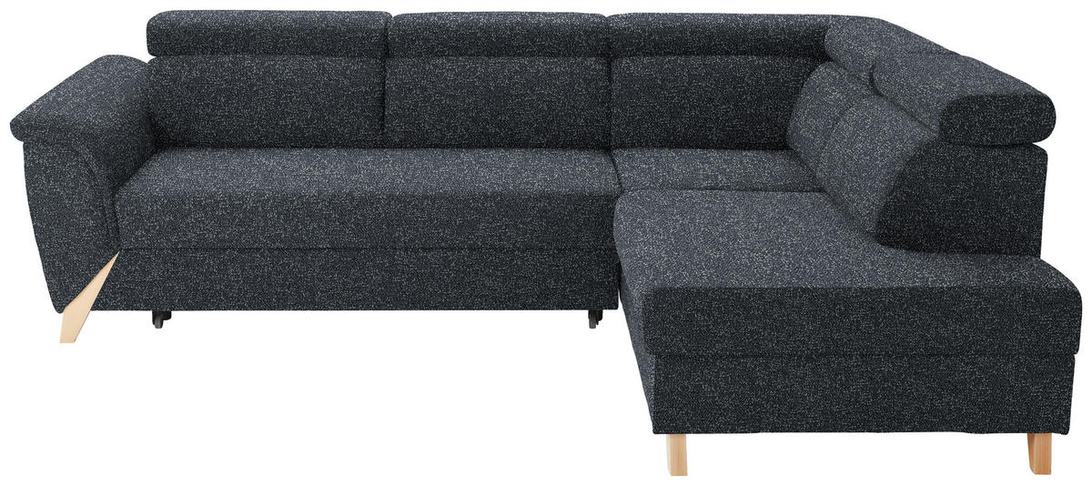 ECKSOFA  in Bouclé Schwarz  265/200 cm  - Schwarz/Naturfarben, KONVENTIONELL, Holz/Textil (265/200cm) - Stylife