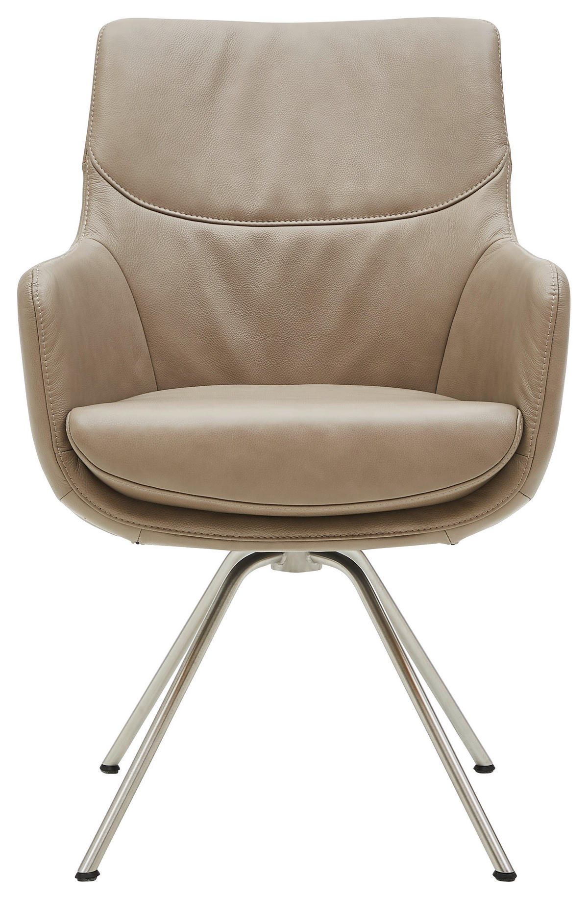 ARMLEHNSTUHL  in Echtleder pigmentiert  - Taupe/Edelstahlfarben, Design, Leder/Metall (60/90/61cm) - Dieter Knoll