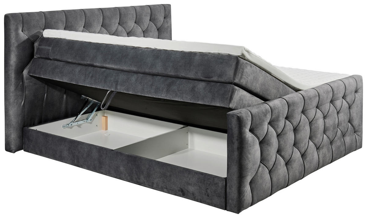 BOXSPRINGBETT 180/200 cm  in Anthrazit  - Anthrazit/Schwarz, MODERN, Holzwerkstoff/Kunststoff (180/200cm) - MID.YOU