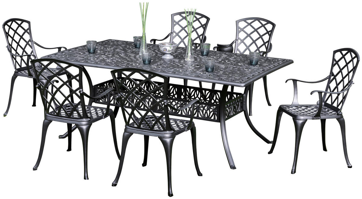 GARTENSET 7-teilig  - Graphitfarben, MODERN, Metall - Gardenson