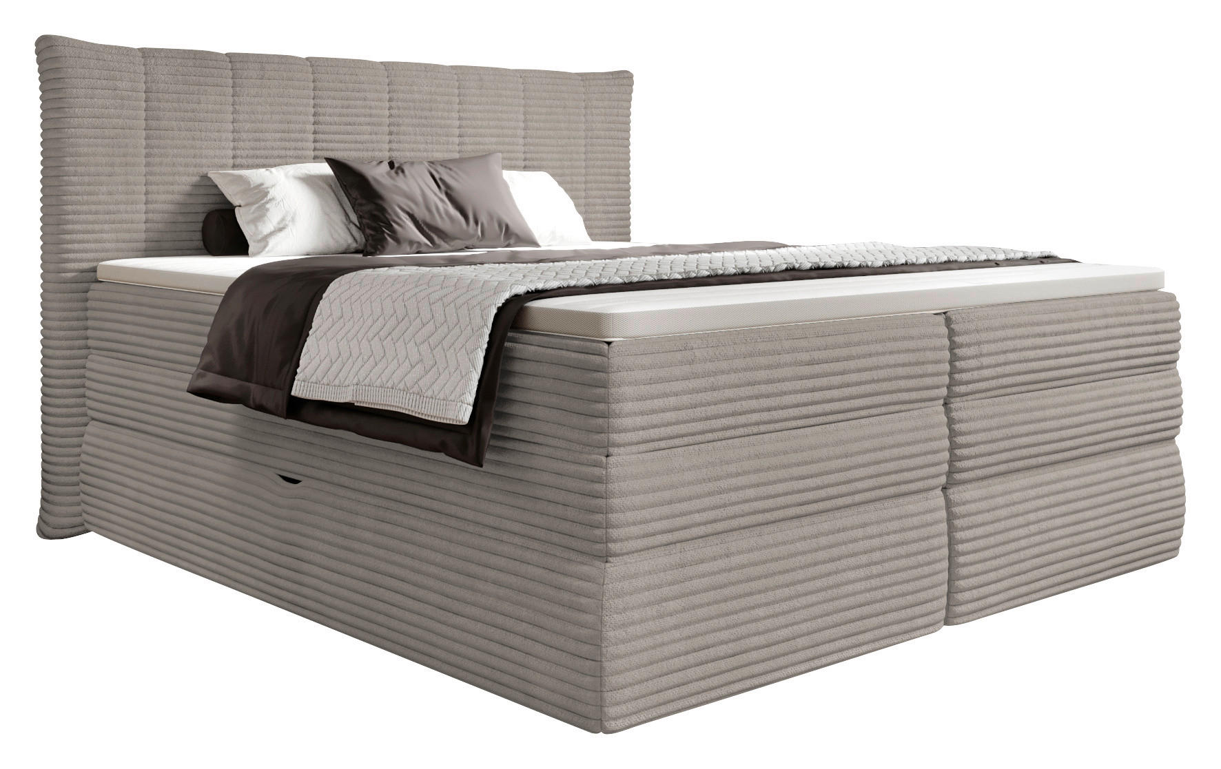 BOXSPRINGBETT 180/200 cm  in Taupe  - Taupe/Schwarz, Design, Kunststoff/Textil (180/200cm) - Esposa