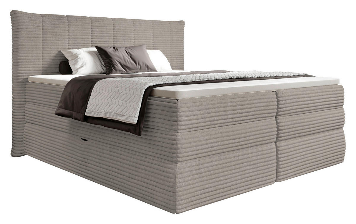 BOXSPRINGBETT 180/200 cm  in Taupe  - Taupe/Schwarz, Design, Kunststoff/Textil (180/200cm) - Esposa