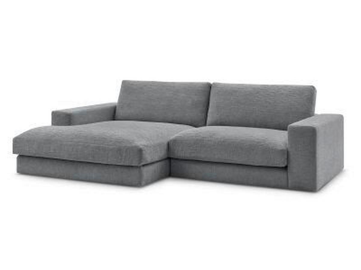 ECKSOFA Ottomane links  LEONARD  Dunkelgrau Struktur  - Dunkelgrau/Schwarz, MODERN, Kunststoff/Textil (159/274cm)