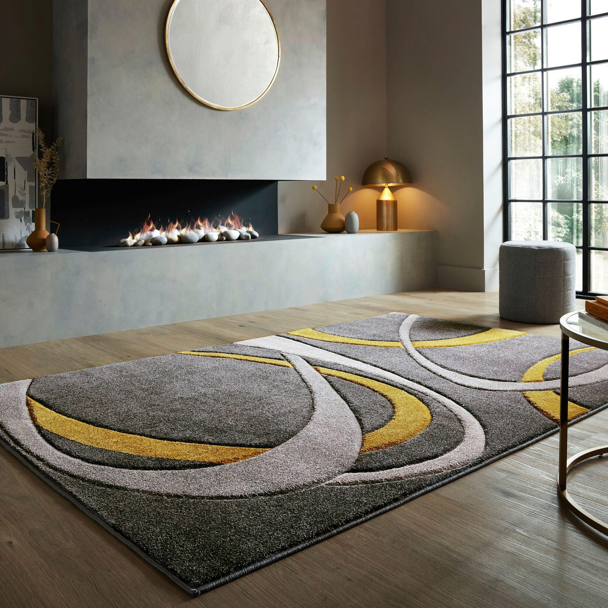 WEBTEPPICH 200/290 cm ELUDE ORB Grau, Dunkelgelb  - Dunkelgelb/Grau, KONVENTIONELL, Textil (200/290cm)