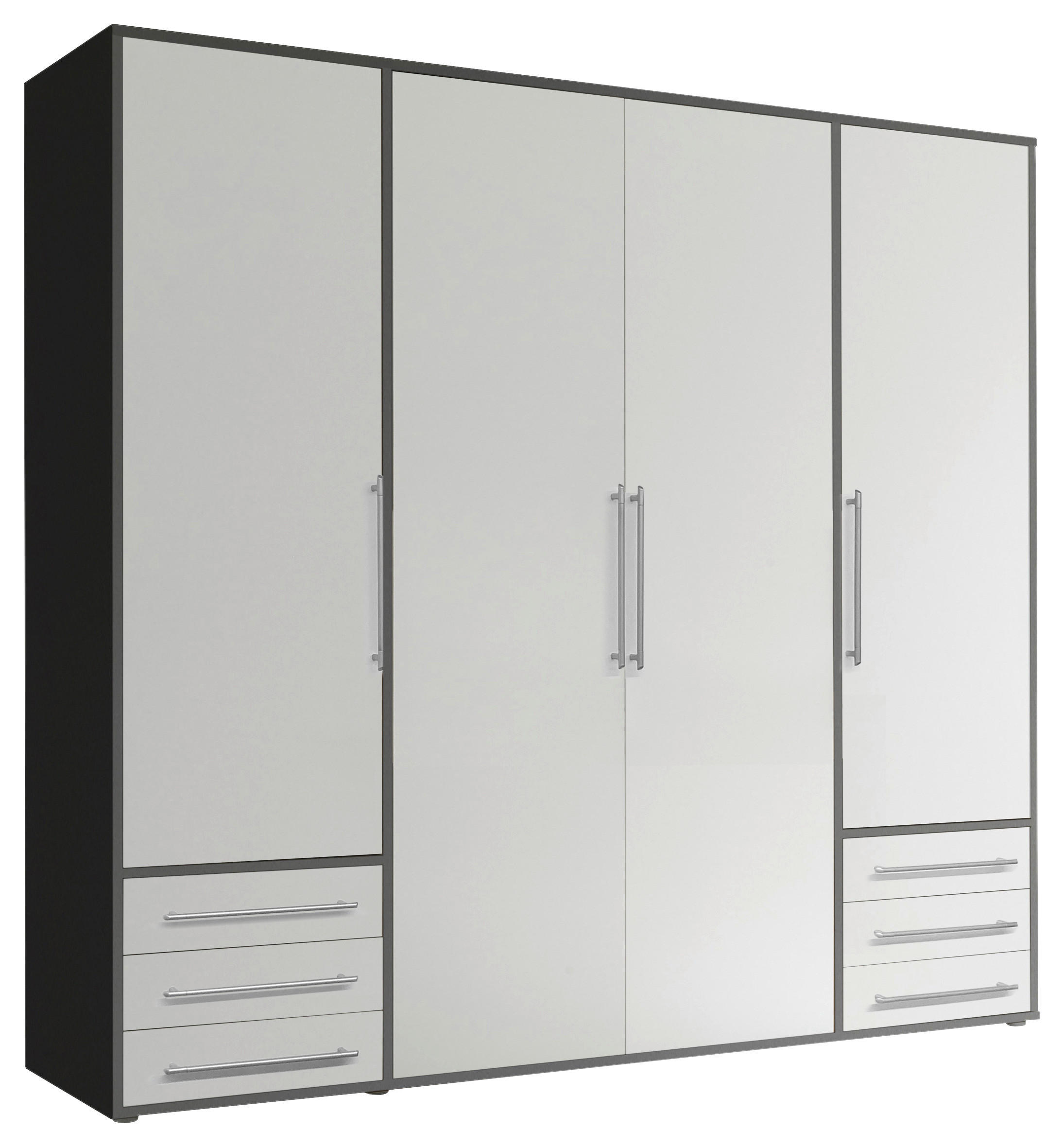 Livetastic Drehtürenschrank Graphit, Weiß 206x194x58 cm