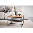 COUCHTISCH Eiche furniert, massiv 70/70/44 cm quadratisch Schwarz, Eichefarben  - Eichefarben/Schwarz, Natur, Holz/Holzwerkstoff (70/70/44cm) - Novel