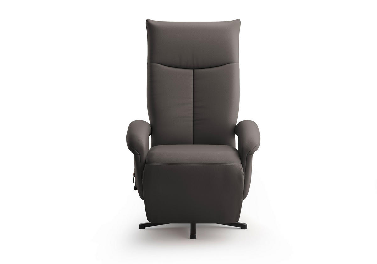 SESSEL in Echtleder Mokka  - Schwarz/Mokka, KONVENTIONELL, Leder/Metall (74/112/82cm) - Sit & More