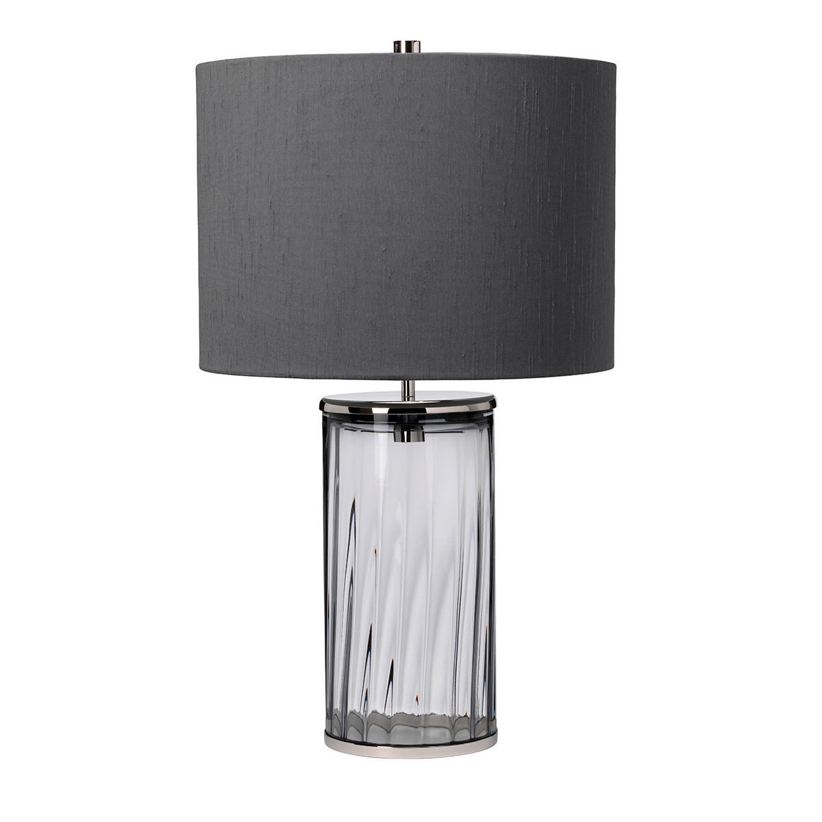 TISCHLEUCHTE - Grau/Nickelfarben, Design, Glas/Textil (35.5/60.4cm) - Elstead Lighting