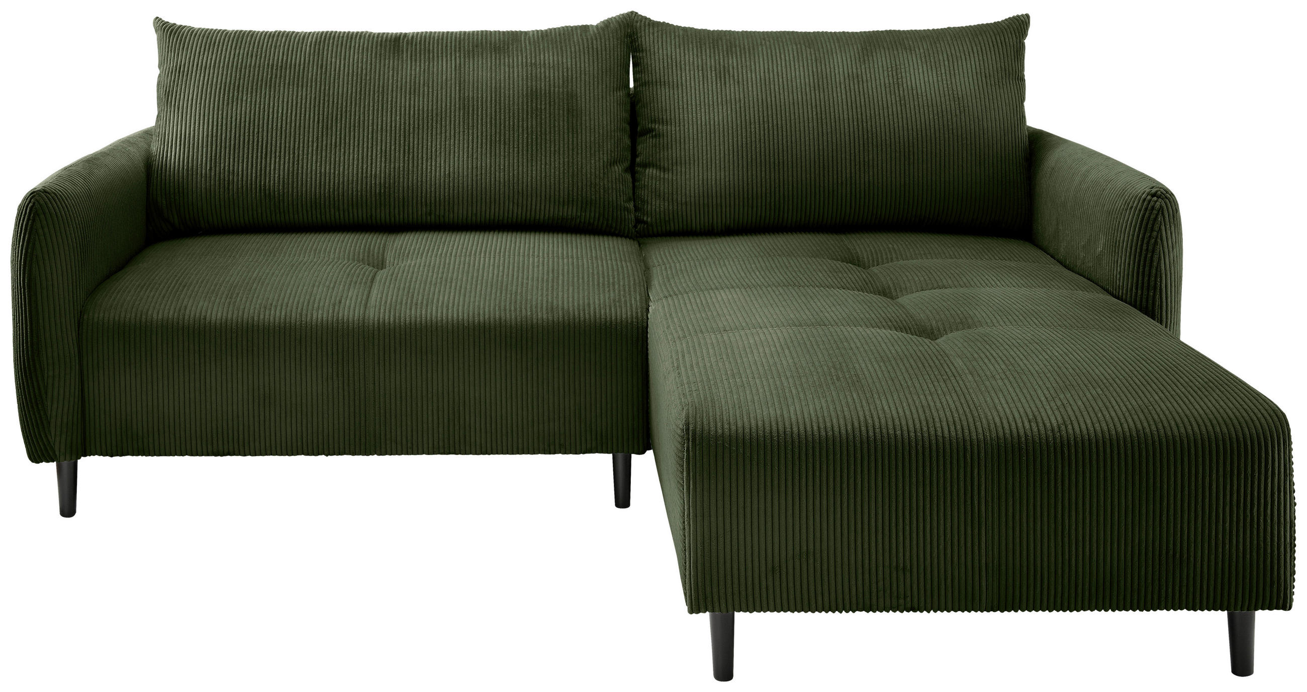 ECKSOFA in Cord Dunkelgrün - Dunkelgrün/Schwarz, Basics, Holz/Textil (238/174cm) - Livetastic