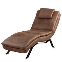 RELAXLIEGE in Echtleder Braun  - Schwarz/Braun, Design, Leder/Metall (65/95/171cm) - Celina Home