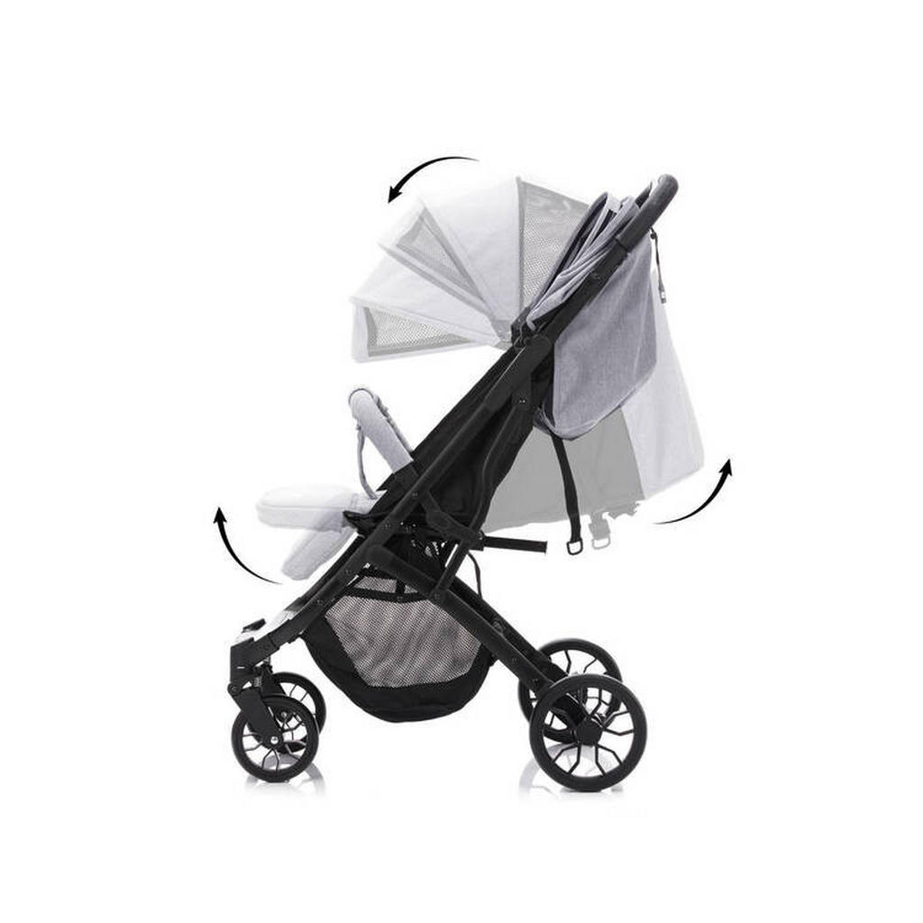Thumbnail - Fillikid Buggy Styler Elite, Hellgrau, Textil, 105x70x51 cm, Einhand-Faltmechanismus, Transportsicherung, 5-Punkte-Gurt,...