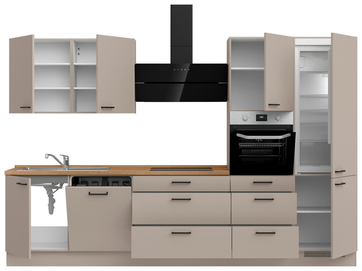 KÜCHENLEERBLOCK 330 cm   in Eichefarben, Sandfarben  - Sandfarben/Eichefarben, MODERN, Holzwerkstoff/Metall (330cm) - Nobilia