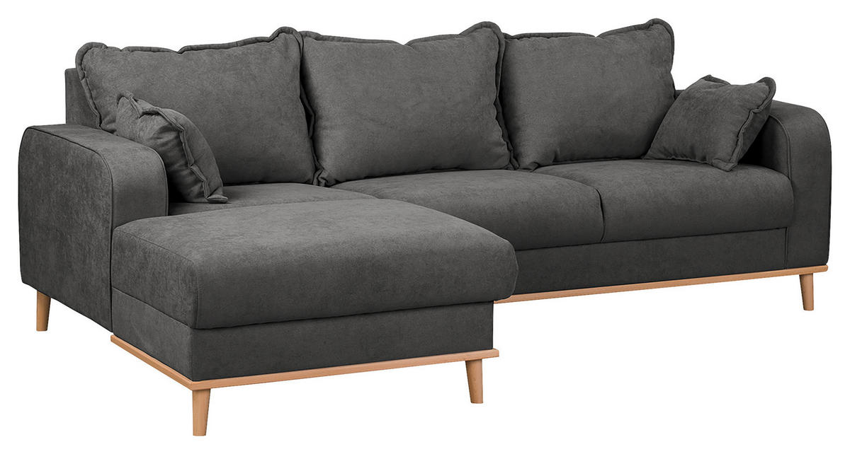 ECKSOFA in Mikrofaser Beige  - Wengefarben/Beige, Design, Holz/Textil (150/230cm) - Livetastic