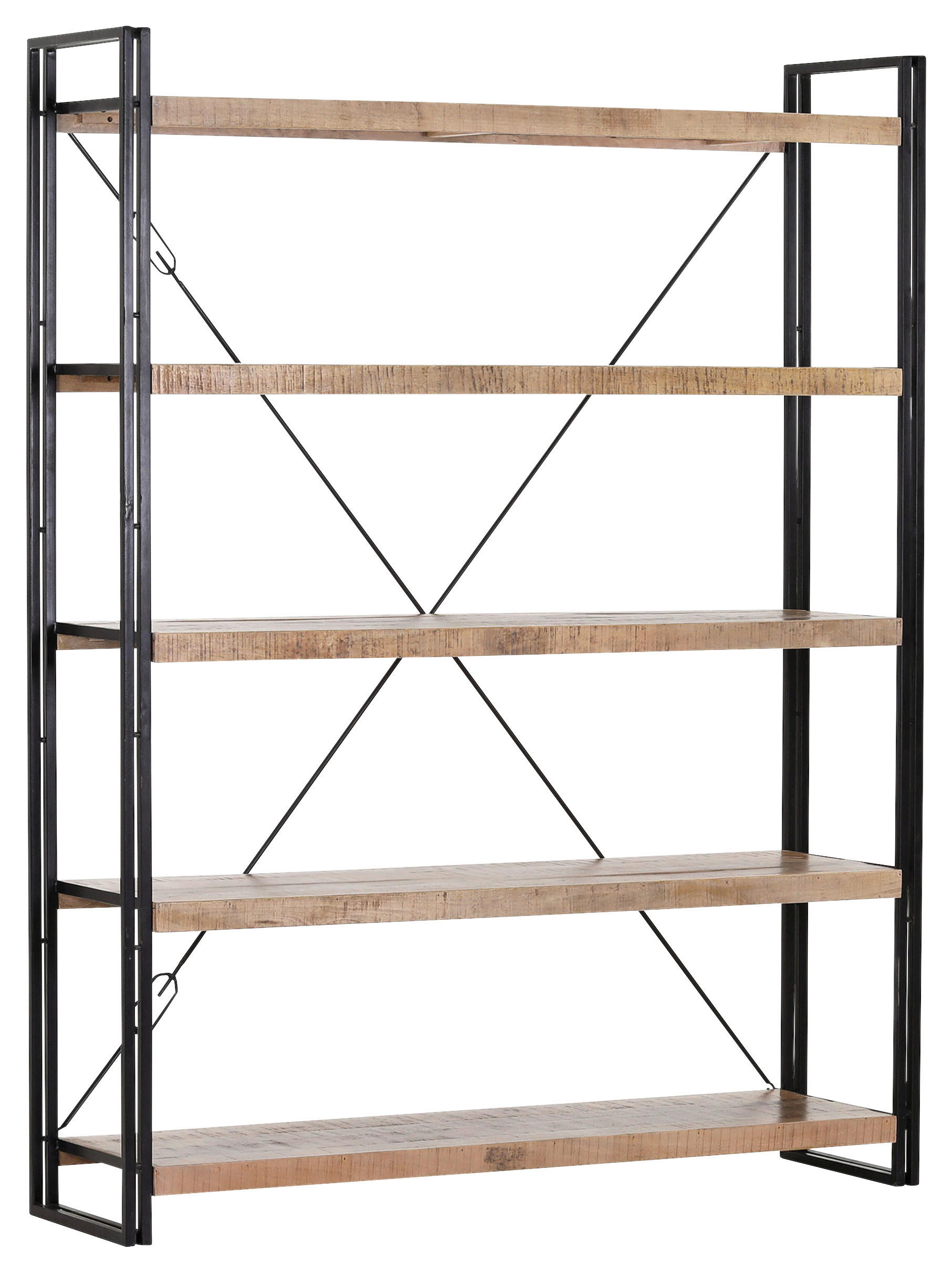 REGAL  155/200/40 cm Naturfarben, Schwarz  - Schwarz/Naturfarben, Design, Holz/Metall (155/200/40cm) - Landscape