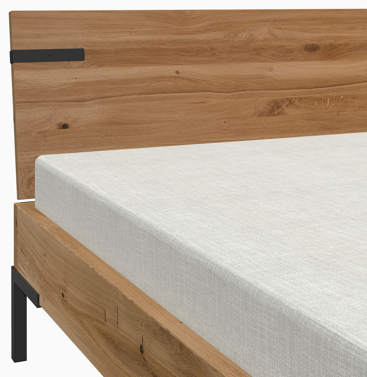 BETT 160/200 cm  in Schwarz, Wildeiche  - Wildeiche/Schwarz, MODERN, Holz/Metall (160/200cm) - Livetastic