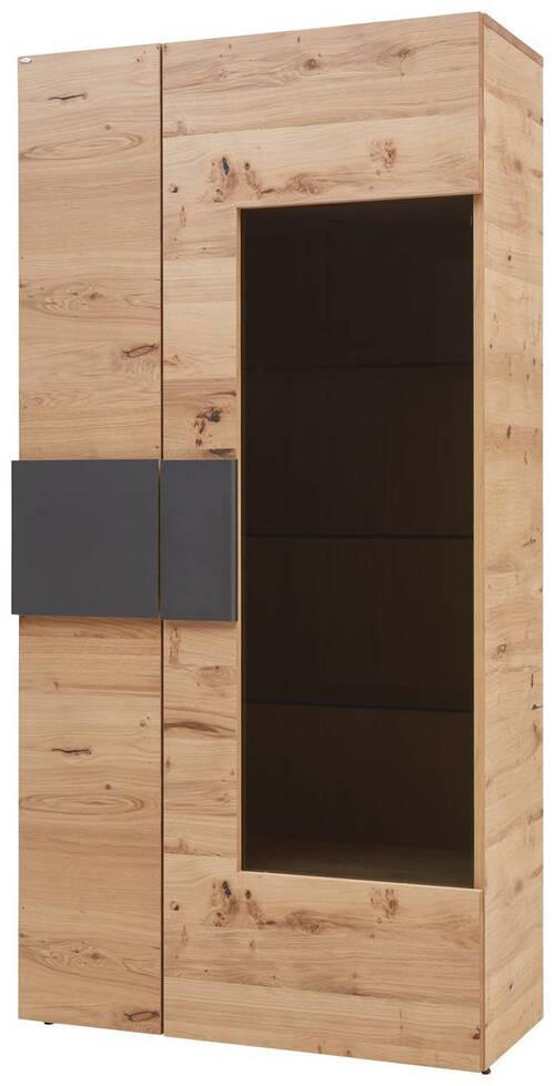 VITRINE  in furniert, mehrschichtige Massivholzplatte (Tischlerplatte) Wildeiche Anthrazit, Eichefarben - Eichefarben/Anthrazit, Natur, Glas/Holz (97,2/194/43,5cm) - Voglauer