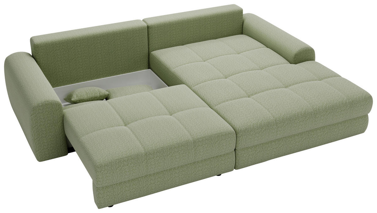 ECKSOFA LORSON Grün Struktur  - Schwarz/Grün, Design, Kunststoff/Textil (290/208cm) - Livetastic